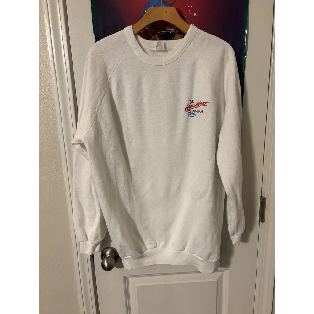 Vintage 1990 Chevrolet Heartbeat of America Sweatshirt White XL Chevy